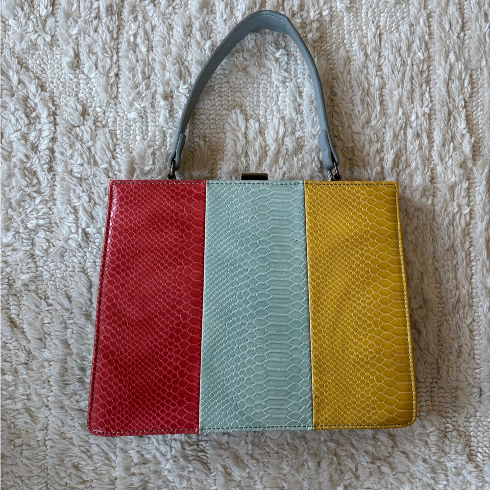 Anthropologie Red and Blue Shoulder Bag